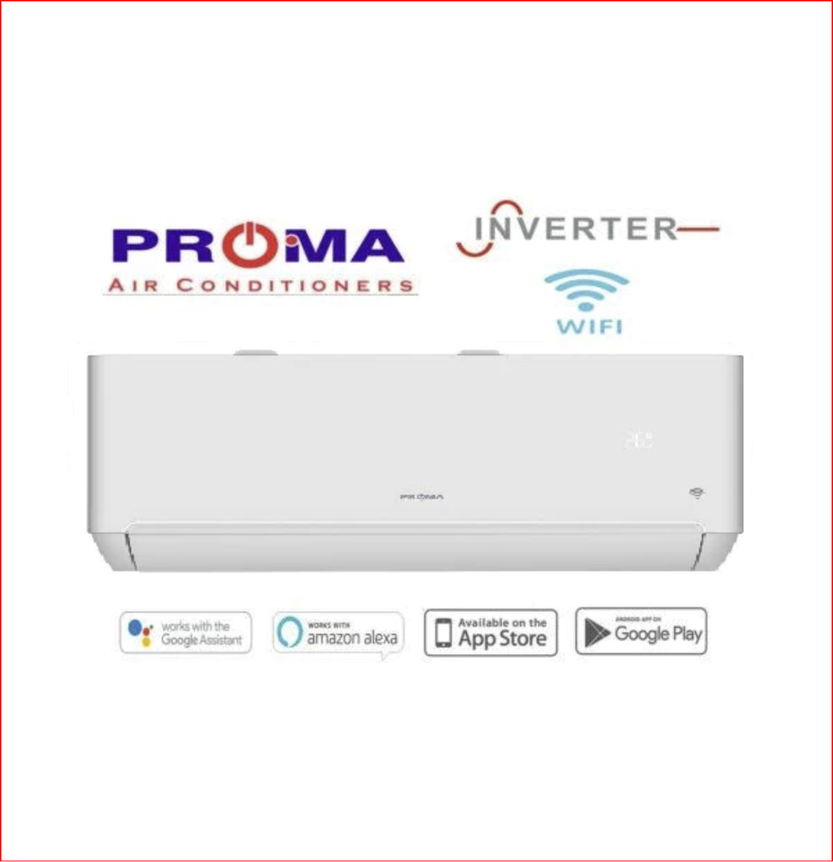 PROMA 2.6 KW Split System Rev Cycle Air Con. INVERTER, WIFI,,High Efficiency